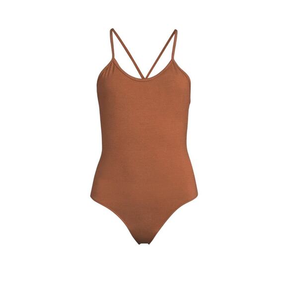 AGOLDE Dhalia Scoop Cross Back Bodysuit - M - Caramel - Picture 1 of 6